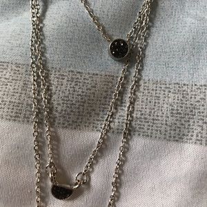 Three layer druzy necklace with earrings